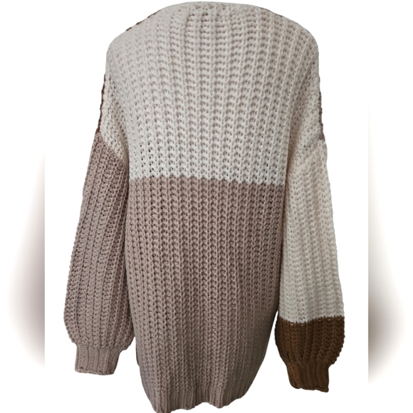 HAPTICS BY HOLLY HARPER CHUNKY CARDIGAN SZ S BROWN CREAM TAUPE - Picture 3 of 7